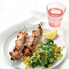Marinated Chicken Kebabs and Corn Salad