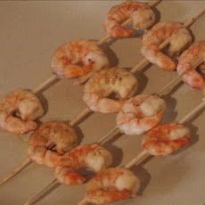 Skewered chilli, lime prawns