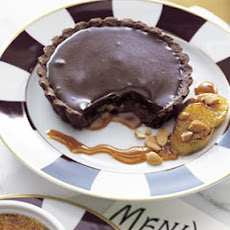 Chocolate-Caramel Tartlets with Roasted Bananas and Ginger-Citrus Caramel