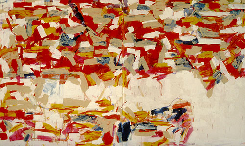 <strong>Pavane</strong>
<br />Acrylic & graphite on canvas
<br />90” x 152” diptych
<br />1980
<br />Private collection