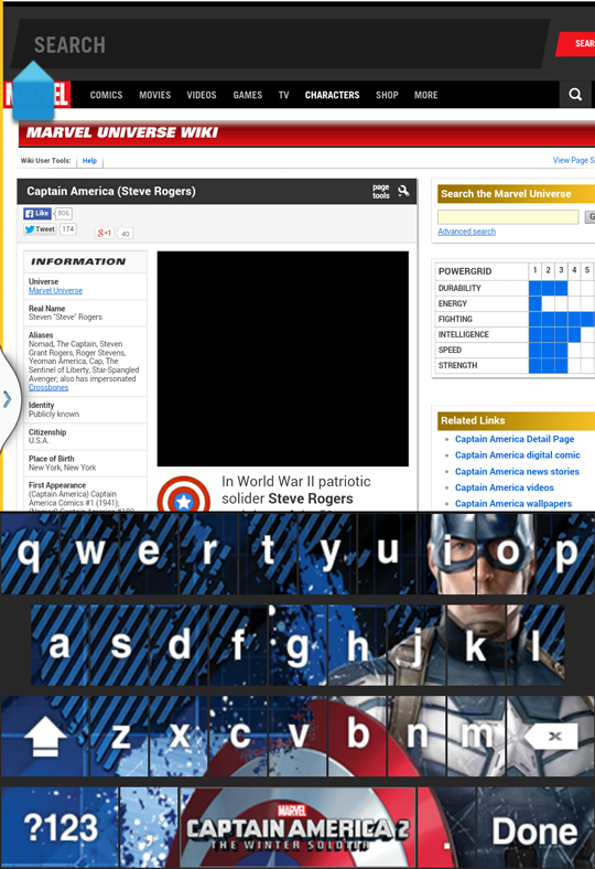Android application Captain America: TWS Keyboard screenshort