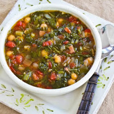 Chard and Chickpea Soup with Sausage and Green Pepper