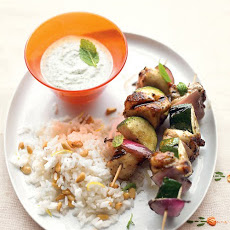 Grilled Greek Chicken Kebabs with Mint-Feta Sauce