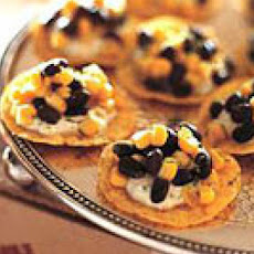 Tortilla Chips with Black Beans, Corn and Spicy Cilantro Cream
