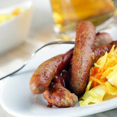 Bratwurst with Apples, Onion, and Sauerkraut