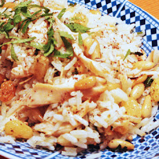 Spiced Lebanese Pine Nuts and Raisins Rice with Turkey
