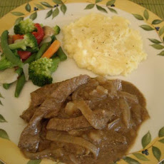Quick Skillet Sirloin Strips With BBQ Onion Sauce
