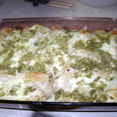 Chicken and Green Chile Enchiladas With Goat Cheese Cream Sauce