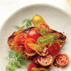 Mixed Tomatoes with Balsamic and Dill Bruschetta