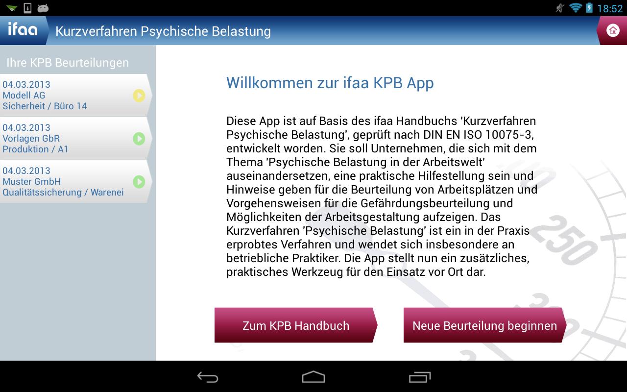 Android application ifaa KPB screenshort