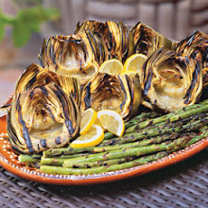 Grilled Artichokes and Asparagus