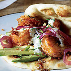 Fried Shrimp Flatbreads with Spicy Cardamom Sauce
