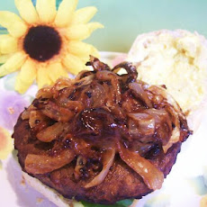Open-Face Veg Burgers With Sauteed Onions