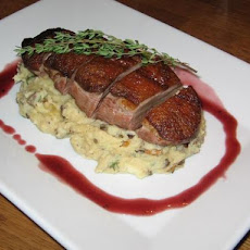 Crispy Skinned Duck With Truffled Red Currant Port Sauce and Tru