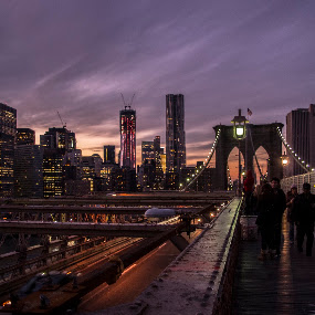 NY from Brooklyn Bridge by Massimo Izzo - City,  Street & Park  Vistas ( brooklyn bridge, skyline, nyc, ny, usa, brooklyn )