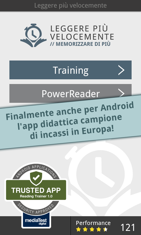 Android application Reading Trainer screenshort