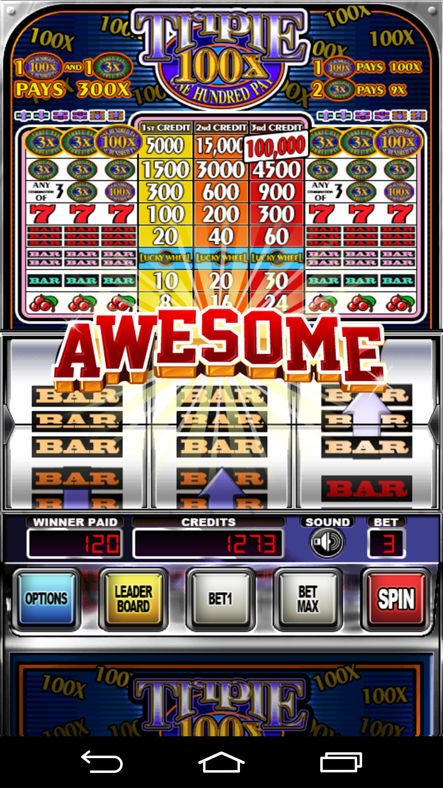 Android application Triple 100x Pay Slot Machine screenshort