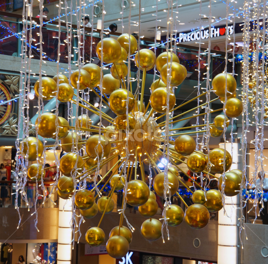 Christmas Decoration Hanging From The High Ceiling