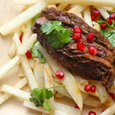 Make-Ahead Jicama Salad with Seared Steak, Pomegranate and Cilantro