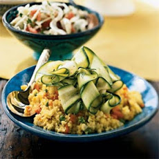 Zucchini Ribbons with Saffron Couscous