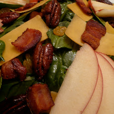 Spinach Salad with Apples, Cheddar and Honey Roasted Pecans