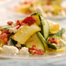 Shaved Summer Squash with Mint, Prosciutto, and Feta