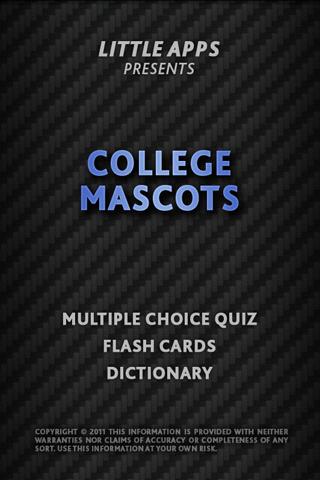 COLLEGE Mascots Quiz Flashcard