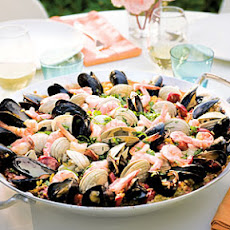 Grilled Seafood and Chorizo Paella with Allioli