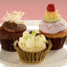 Crystallized Ginger Olive Oil Cupcakes with Lime Buttercream, Opal Basil, Mint, and Lime Zest