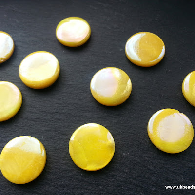 Yellow Shell Disk Beads x12