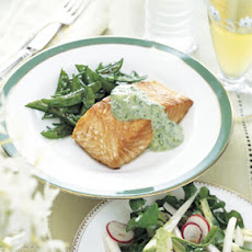 Roasted Salmon with Cucumber Sour Cream