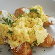 Crostini with Soft Scrambled Eggs and Chevre