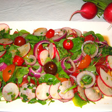 Refreshing Radish, Watercress, Tomato Salad with Lime-Soy-Ginger Dressing
