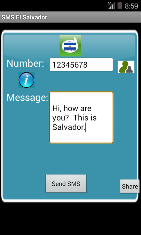 Android application Free SMS El Salvador screenshort
