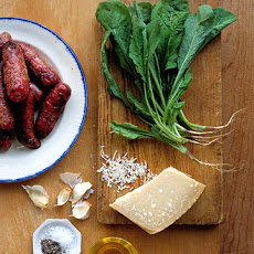Grilled Sausage with Arugula Pesto