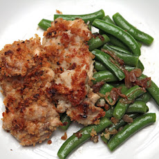 Mario Batali's Chicken Thighs with Garlicky Crumbs and Snap Peas