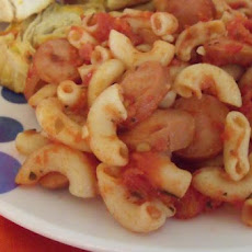 Noodles, Tomatoes and Hot Dogs