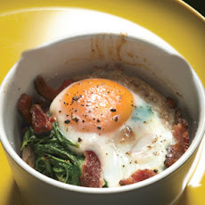 Baked Eggs with Bacon and Spinach
