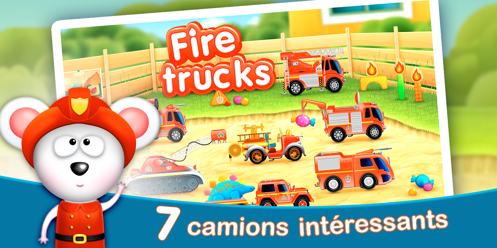 Android application Firetrucks: rescue for kids screenshort
