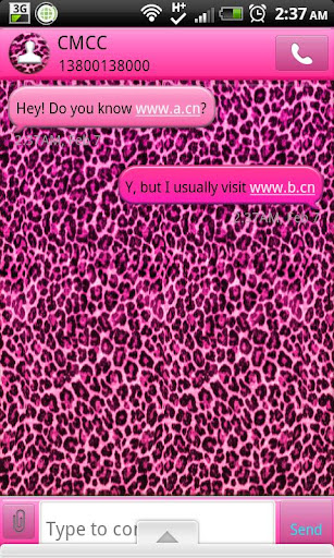 GO SMS - Pink Leopard SMS