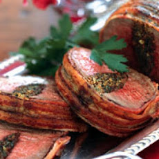 Bacon-Wrapped Beef Tenderloin with Herb Stuffing