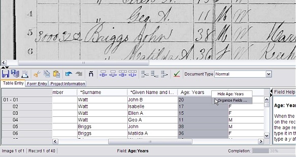 Click on any column heading, then select Organize Fields... .
