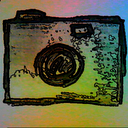 Camera paper drawing effect mobile app icon