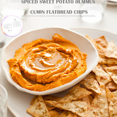 Spiced Sweet Potato Hummus and Cumin Flatbread Chips