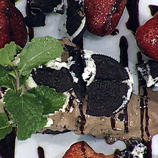 Oreo Cookie and White Chocolate Mousse Pie with Macerated Strawberries