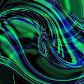 Abstract Aurora Borealis by ChrisTina Shaskus - Abstract Patterns ( heart, purple, blue, green, aurora borealis, sapphire, lines, teal, swirls, aqua, black )