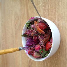Wheat berry bowl with lime-bacon vinaigrette