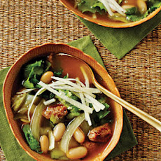 Escarole, Bean, and Sausage Soup with Parmesan Cheese