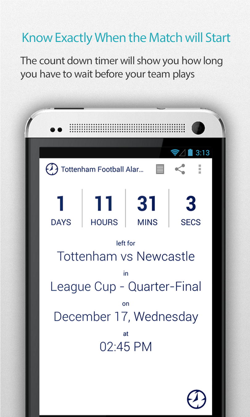 Android application Tottenham Football Alarm Pro screenshort