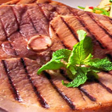 Grilled Ham Steak with Peach Fresca